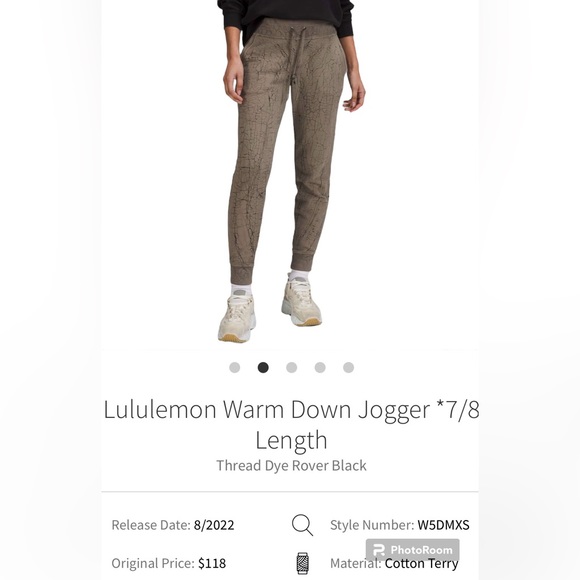 Lululemon Warm Down Jogger 7/8 Length Thread Dye Rover Black Colour Size 12 - Picture 5 of 15